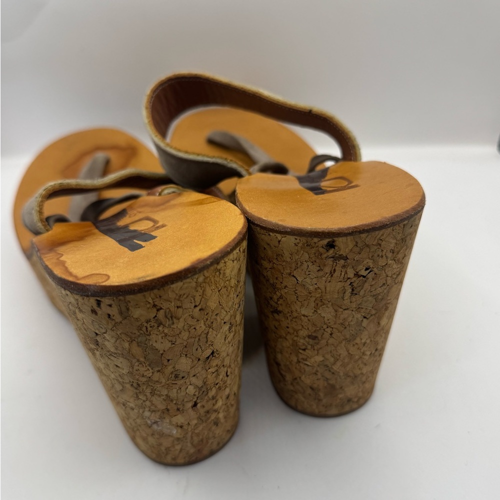 K. Jacques St.‎ Tropez  Platform Wedge Sandal in Taupe Suede Cork Women’s 41 9.5 - Picture 4 of 6